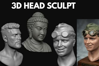 sculpt 2d photo to 3d head bust model, zbrush portrait stl file for 3d printing