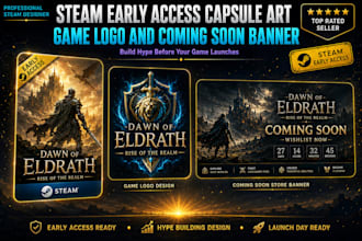design steam early access capsule art game logo steam coming soon store banner