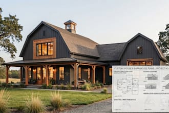 draft custom shouse plans, barn house layouts and working drawings