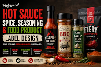 design hot sauce, spice, seasoning and food product labels