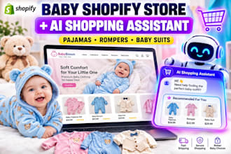 design baby pajamas shopify store baby suit store with ai shopping assistant