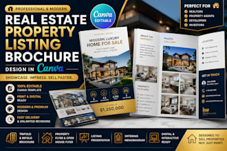 design an editable canva real estate property listing brochure