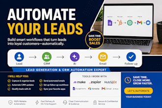 automate your lead generation and CRM workflow on zapier, n8n,make