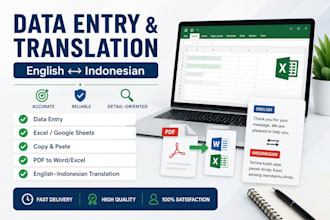 do accurate data entry and english to indonesia translation