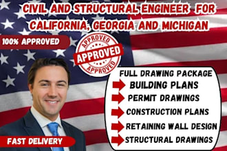 provide civil and structural engineering drawings in california georgia,michigan