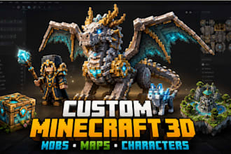 make custom minecraft mobs, maps, characters and 3d assets in blockbench