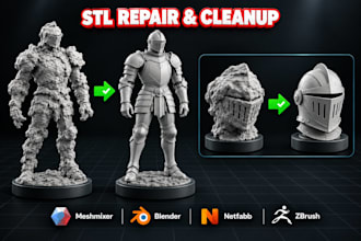 do 3d scan cleanup stl repair mesh fix edit cut watertight print ready model