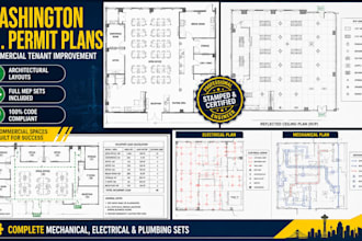 draw architectural tenant improvement floor plans for washington building permit