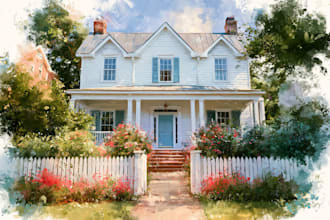 paint watercolor house portrait