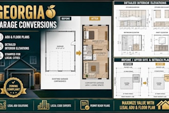 draw georgia architectural floor plans interior elevations and garage conversion