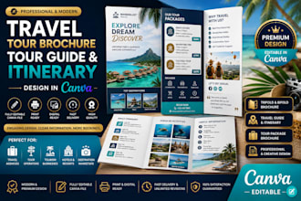 design an editable canva hotel, resort and travel brochure