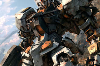 draw mecha robot,armor,gundam in anime or realism style