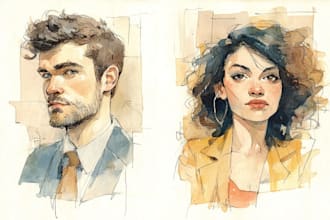 watercolor portrait painting, photo to watercolor portrait