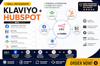 integrate klaviyo hubspot with facebook lead ads notion calendly using n8n make