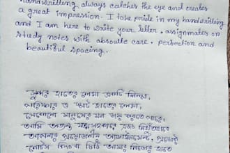 do beautiful and neat handwriting in english and bangla