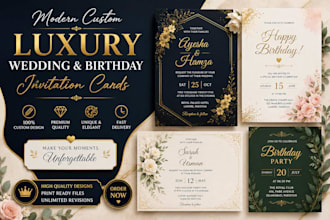 create modern menu custom luxury wedding birthday elegant invitation cards