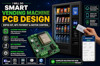 do smart vending machine pcb design, esp32 iot, nfc payment and motor control
