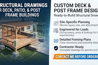 deck, patio, and post frame building design drawings, ready to build