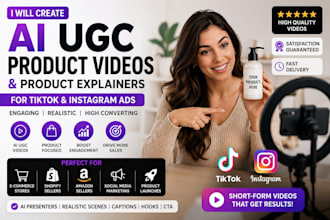 create ai product video ugc video, product explainer for instagram or tiktok ads