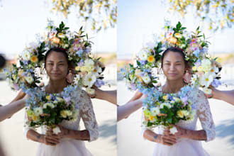 do wedding photo editing and photo retouching