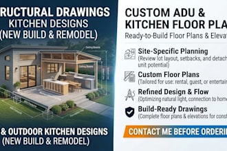 adu and outdoor kitchen design drawings, new build or remodel