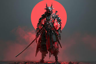 cyberpunk samurai street warrior art desing