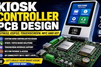 kiosk controller pcb design, stm32, esp32, touchscreen, nfc and iot