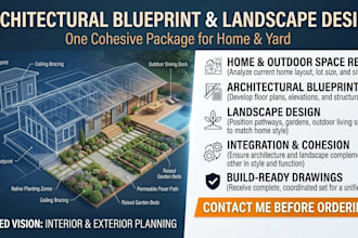 architectural blueprint and landscape architecture design drawings