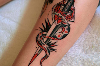 draw an old school traditional tattoo illustration