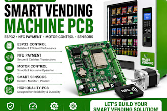do smart vending machine pcb, esp32 nfc payment, motor control and sensor