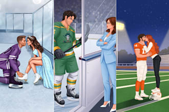 do romance book illustration sport romance mafia romance character artist design