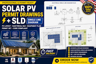 create solar pv permit drawings, electrical sld, panel layout and plans