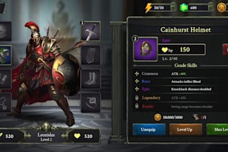 design custom UI game screen for you