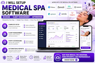 setup medical spa software pabau zenoti mangomint weave spruce zanda vagaro