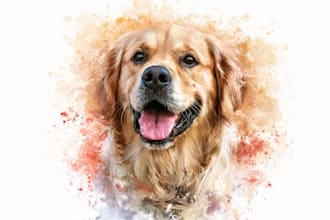 paint a realistic watercolor pet portrait of your dog