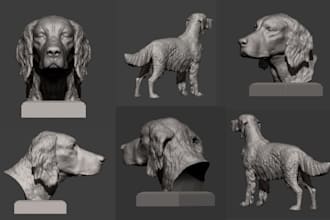 sculpt realistic 3d dog model pet memorial statue 3d printable stl dog portrait