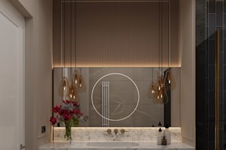 create a realistic 3d bahtroom interior design and rendering