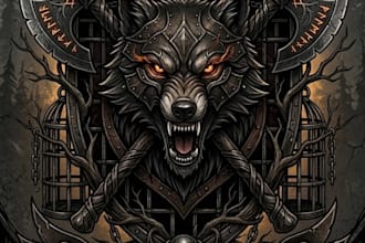 design custom werewolf logo illustration for t shirt and merch