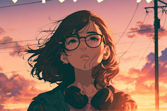 create a anime style album cover, music cover artwork