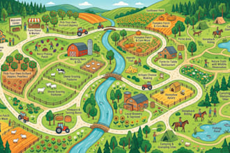 create farm, agritourism map, ranch, property and vector maps