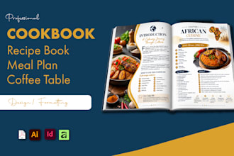 design write recipe book cookbook meal plan coffee table digital menu board food