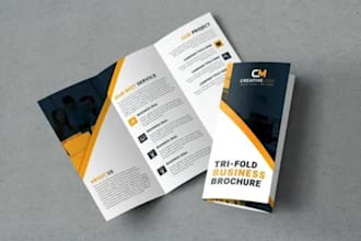 design a professional trifold brochure, booklet and marketing brochure