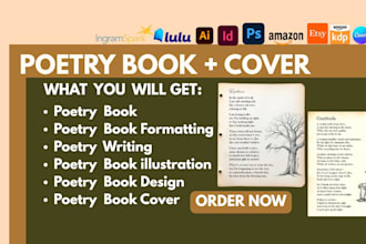format and design poetry book, poetry book cover with a print ready layout, KDP