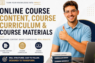 create online course content, course curriculum and course materials