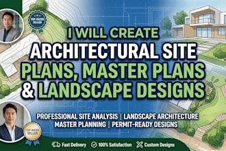create architectural site plans, master plans and landscape designs