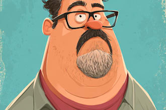cartoon caricature for christmas card, birthday, group, company, family, office