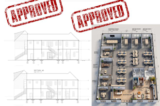 prepare tenant improvement building permit plans for office and retail spaces