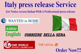 write and distribute italy press release to trusted leading italian news sites