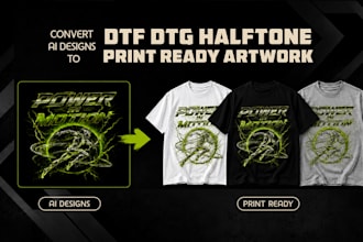 convert ai designs to dtf dtg halftone print ready artwork