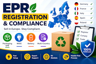 handle epr registration and compliance for germany, france, italy, spain